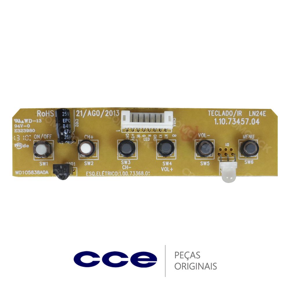 Placa Função com Placa IR (Receptora do Controle Remoto) 1.10.73457.04 para TV CCE LN24W, LN24GW